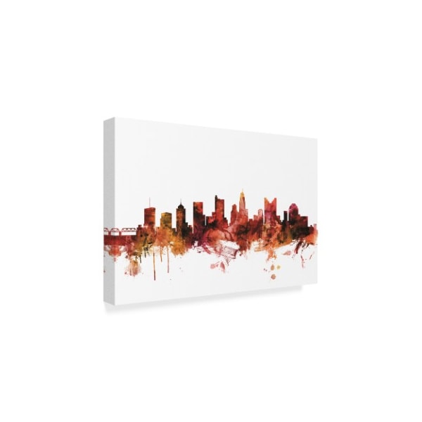 Michael Tompsett 'Columbus Ohio Skyline Red' Canvas Art,16x24